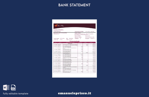 modello di pagine di parole di estratto conto bancario India Post Payments in st